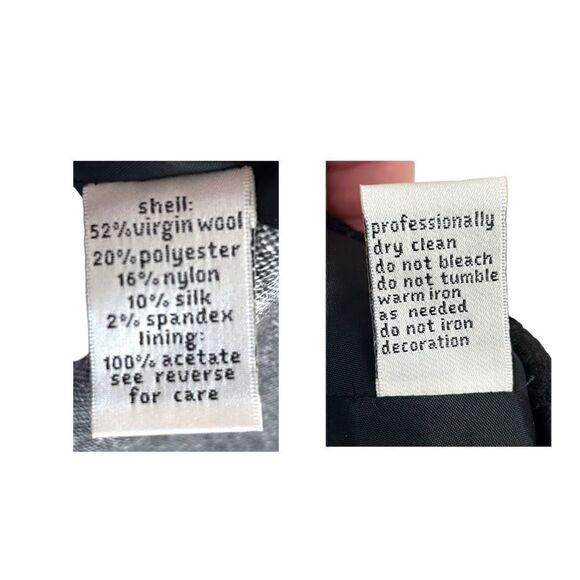 NEW Tyler Boe Wool Skirt Blazer Suit Grey Black Lace Silk Button Zip Women 12/10 - Picture 6 of 15